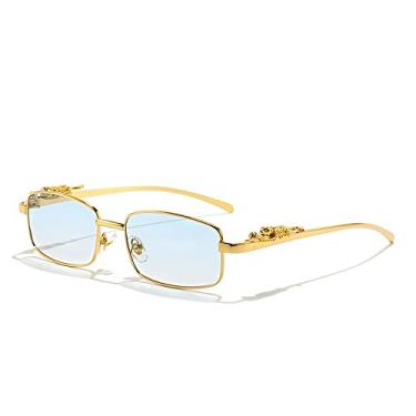 Imagem de Óculos de sol femininos sem armação de metal dourado sem armação óculos de sol masculinos sem aro para mulheres óculos de corte de óculos de corte, C04 D azul dourado, A