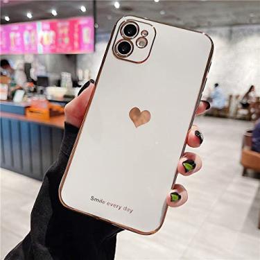 Imagem de Capa de telefone de proteção de câmera de coração de amor galvanizado para iphone 13 12 11 pro max mini xr xs max x 7 8 plus chapeamento capa protetora, branco, para iphone12 pro max