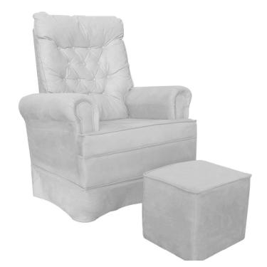 Imagem de Kit Poltrona De Amamentação Com Puff Quadrado Suede Branco