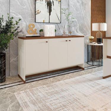 Imagem de Aparador Buffet 3 Portas Tampo Mdp 25mm Off White/naturale