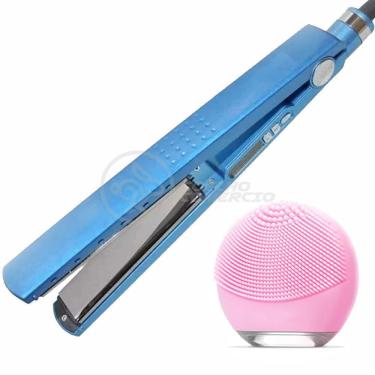 Imagem de Kit 1 Prancha Nanotitanium + 1 Esponja Facial Rosa Bebê Nº24