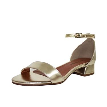 Imagem de Sandália Salto Baixo Grosso 3cm Luiza Sobreira Dourada Mod. 2141