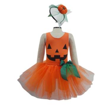 Imagem de Fantasia Bambolê Infantil Halloween Abóbora Com Tiara- 144 - Bambolê F