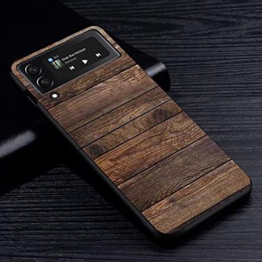 Imagem de Estojo de madeira com textura para Samsung Galaxy Z Flip3 Flip4 5G Capa preta rígida para celular Z Flip 3 4 PC de luxo Shell Flip3,BAB094,4, para Samsung Z Flip4 5G