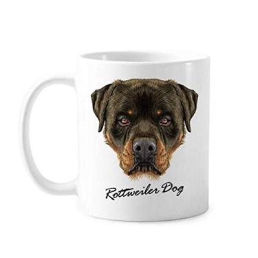 Imagem de Caneca preta feroz Rottweiler cão animal de estimação cerâmica copo de porcelana café