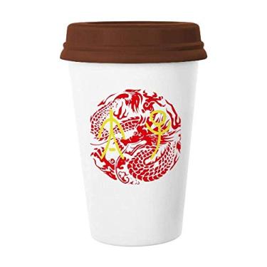 Imagem de Caneca de cerâmica com estampa de dragão do Filho Imperador Antigo da China