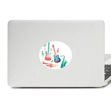 Imagem de Adesivo de notebook com emblema de vinil com estampa de instrumentos coloridos, verde, rosa