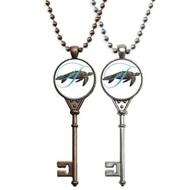 Imagem de OFFbb-USA Letras Tartarugas Roam Ocean Key Colar Pingente Joias Decoração de Casal