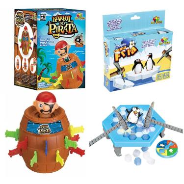 Imagem de Kit Jogo Pinguim Quebra Gelo + Jogo Pula Pirata Barril