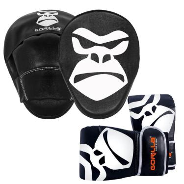 Imagem de Manopla de foco + Luva Bate-Saco Pro Boxe Muay-thai Gorilla Cor: Azul-Unissex