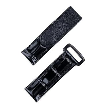 Imagem de WIKUNA Pulseira de relógio de couro de vaca italiano de 20 mm para pulseira Rolex para submarino Daytona GMT Datejust Yacht-Master cinto fivela dobrável (cor: fivela preta preta, tamanho: 20 mm)