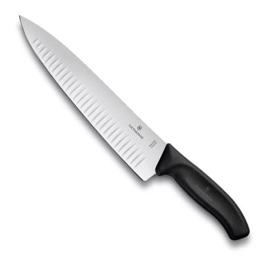 Imagem de Faca Victorinox Chef Swiss Classic, Lâmina com Sulcos Extremamente Afiada, 25 cm, Preta, 6.8023.25G