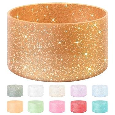 Imagem de Vmini Capa protetora para garrafas, silicone, glitter, compatível com Stanley Tumbler 591 ml–1,18 L, garrafa de água Hydro Flask 355 ml–710 ml, com fundo de 7,1–7,5 cm, base antiderrapante, brilhante
