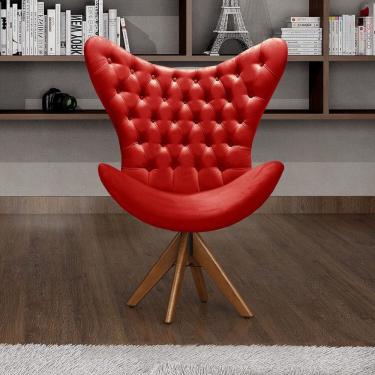 Imagem de Poltrona Alice Egg Capitonê Cadeira Botonê Giratória Recepção, Escritório Vermelho