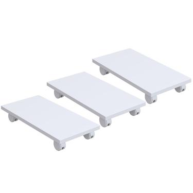 Imagem de Kit 03 Suportes Para Cpu Com Rodízios Cyber L03 Branco - Lyam Decor