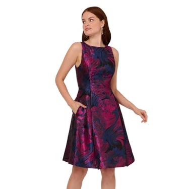Imagem de Adrianna Papell Vestido curto envelope jacquard feminino, Azul marinho/orquídea, 44