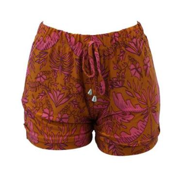 Imagem de Shorts Laranja Shortinho Fresco Estampado Malha Fria Laço - Ohb