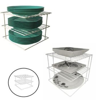 Imagem de Kit 2 Suportes de Pratos Quadrado  Branco - Plana Store
