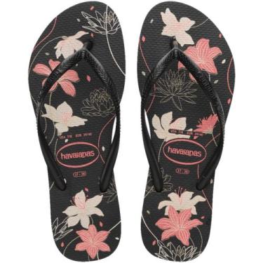 Imagem de Chinelo Havaianas Slim Organic 2024/2025, Preto, Cinza, 35/36
