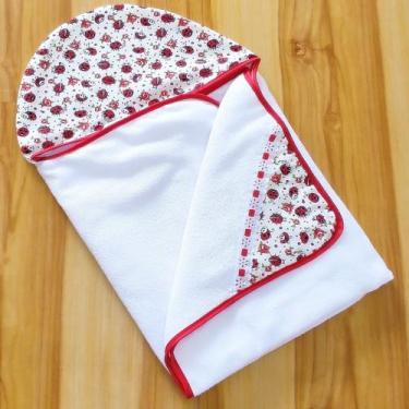 Imagem de Toalha de Bebê modelo Luxo felpuda e forrada com capuz estampado - BRA