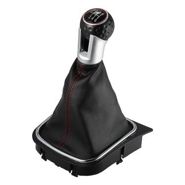 Imagem de X AUTOHAUX Botão de mudança de marcha manual de 6 velocidades para Volkswagen R32 2004 2008 Stick Shifter Knobs Cover Plástico Preto