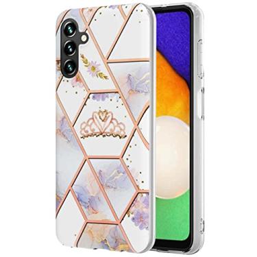 Imagem de Monwutong Capa de telefone slim fit para Samsung Galaxy A14, capa moderna com estampa de mármore IMD brilhante para meninas, com lente de câmera e proteção de tela para Galaxy A14 4G/5G, HDYB Crown