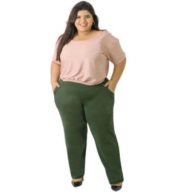 Imagem de Calça Reta Feminina Estilo Social Cintura Média Plus Size - Catwalk, G
