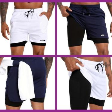 Imagem de bermuda 2 em 1 bermuda com bolso interno para cekacademia treino corri