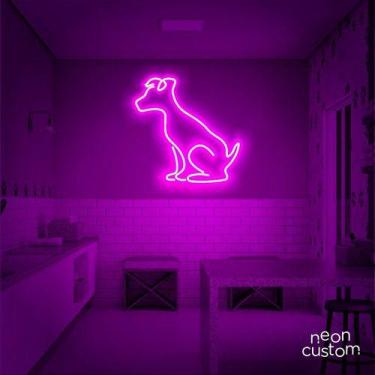 Imagem de luminaria letreiro Neon Led Dog Sentado 02 60x60 luminoso decoração p/