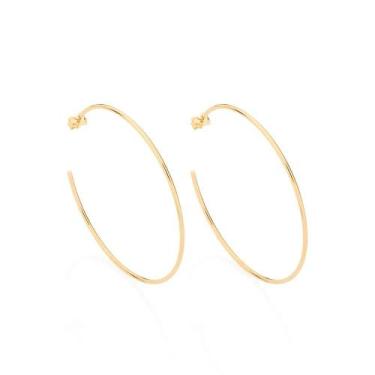 Imagem de Brincos Rommanel Grande Meia Argola Fina Banhado Ouro 522257, Dourado