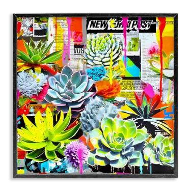 Imagem de Stupell Industries Arte de parede giclée emoldurada Urban Graffiti Succulents por Jess Stempel, moldura preta, 12 x 12