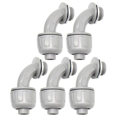 Imagem de MAKERELE Pacote com 5 conectores de cotovelo de 1/2 polegada 90° PVC - certificado UL, retardador de chamas, conector de conduíte elétrico para instalações internas e externas duráveis