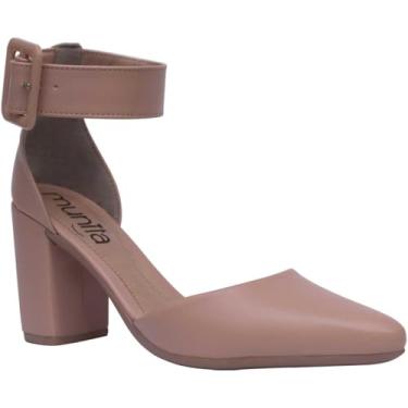 Imagem de Sapato Salto Grosso Scarpin Sandália Salto Bloco Moda (Nude, BR, Adulto, Numérico, 38)