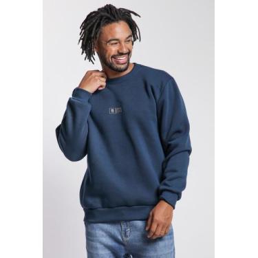 Imagem de Blusa Masculina Moletom Gola Careca Polo Wear Azul Escuro, Azul escuro