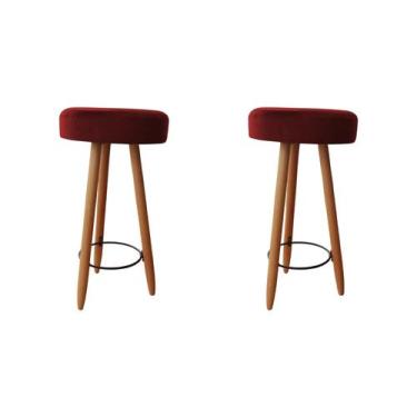 Imagem de Kit Duas Banqueta Alta para Área Gourmet Balcão Pés Palito Suede Bordo