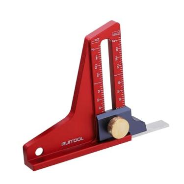 Imagem de Gralara Manomerado de altura de serra de mesa, régua de medição de profundidade de dupla escala ajustável para prensa de perfuração, madeira, DIY, Imperial 0 to 2inch