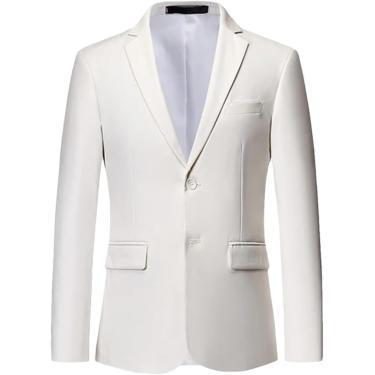 Imagem de Jaqueta de casamento de banquetes de Blazer Slim Blazer de cor sólida da primavera masculina, branca, 4xl