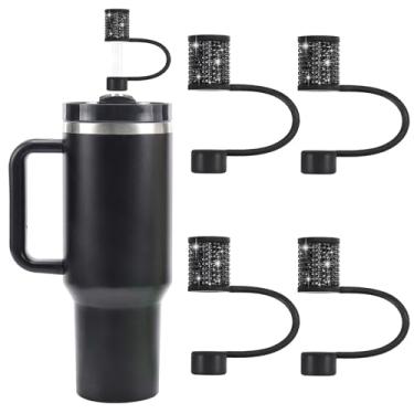 Imagem de Conjunto de acessórios de copo Stanley, 4 peças, capa de canudo de diamante brilhante, tampa de canudos para Stanley 30 e 1,134 g com copos, acessórios de tampa de 1 cm para copos, cobertura de palha