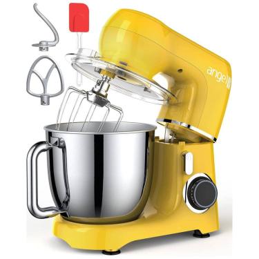 Imagem de Batedeira Planetária Elétrica 5L com 10 Velocidades Aço Inoxidável 400W, Amarela, 110v, MINI ANGEL, Amarelo