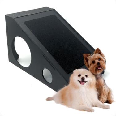 Imagem de Rampa Arranhador Elevada Para Pet Cães e Gatos Em Mdf Preto Com Carpete Antiderrapante