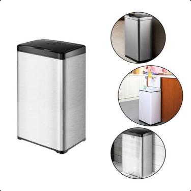 Imagem de Lixeira Automática Retangular Inox 50 Litros com Sensor de Proximidade