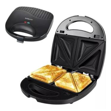 Imagem de Sanduicheira Grill Chapa Misto Quente Pão Cor Preta Inox 110v - sokany