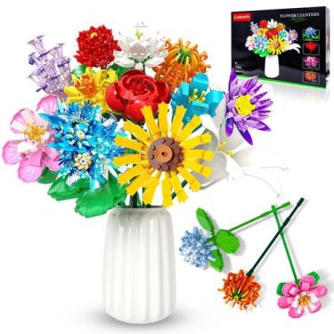 Imagem de Conjunto de construção de buquê de flores Linkowin 980PCS com 12 flore