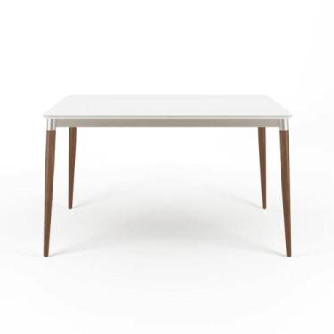 Imagem de Mesa de Jantar Retangular com Tampo de Vidro Abbey Off White 135cm - P