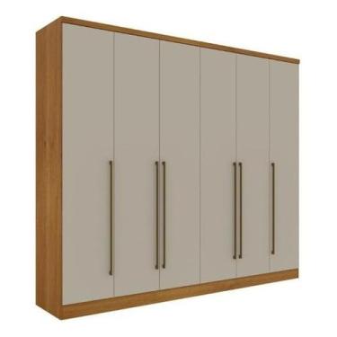 Imagem de Guarda Roupa Casal Sevilla 6 Pt Cinamomo Off Mdp Móveis Tcil, Cinamomo