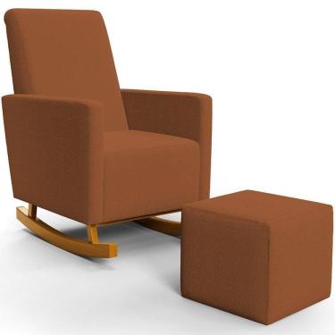 Imagem de Poltrona De Amamentação Com Balanço E Puff Ravena W01 Bouclê Terracota - Lyam Decor
