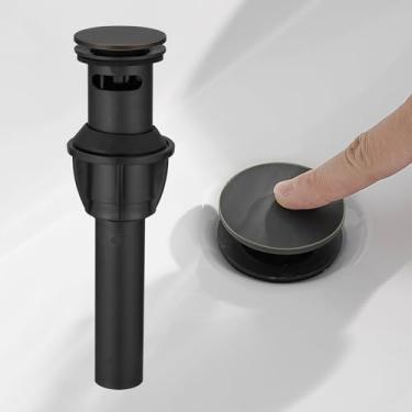 Imagem de BATHLAVISH Ralo De Pia Banheiro Com Transbordamento, Rolha Universal Para Banheiro, Coletor Cabelo Pop-Up Plástico Drenagem Rápida, Filtro Antientupimento, Bronze Polido A Óleo