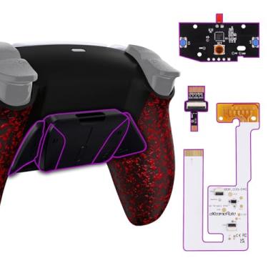Imagem de eXtremeRate Kit De Remapeamento Back Paddles Programável Rise4V3 Para Controle Ps5 Bdm-030 040 050, Placa Atualização Texturizada Vermelha, Fundo Redesenhado, Conjunto 4 Botões - Não
