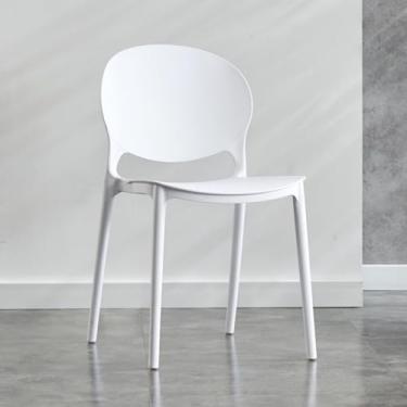 Imagem de Conjunto moderno de 4 cadeiras de jantar de plástico, cadeiras empilháveis de cozinha, cadeiras de pátio para ambientes internos, externos, restaurantes, bistrôs, cafeterias, montagens gratuitas, 150