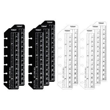 Imagem de Pacote com 10 réguas de plástico transparente/preto de 12,7 cm para fichário A7 com 6 furos, régua de encaixe e marcador de página divisor de página de medição de régua de hoje (5 pacotes transparentes, pacote com 5, preto, pacote com 5 unidades transparentes)